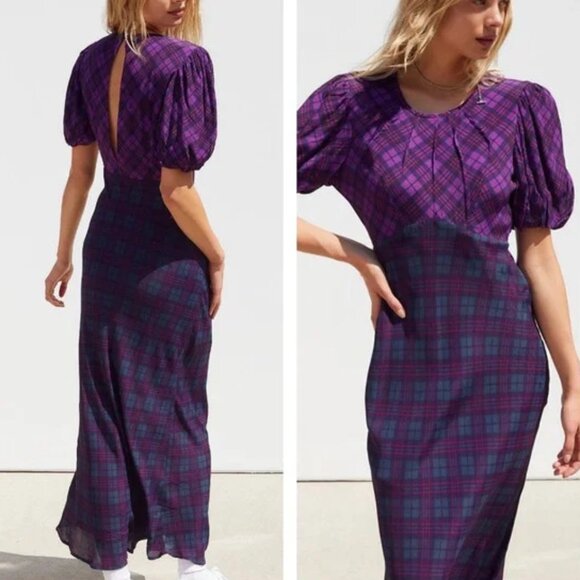 Rahi Plaid Cher Dress in Purple Green Size XS - Picture 8 of 11